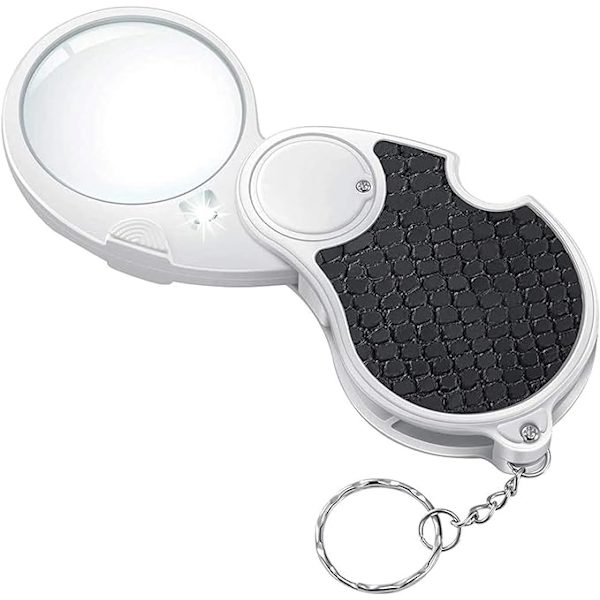 Lighted Magnifier, Lighted Magnifying Glass, 5X Handheld Pocket Magnifier,