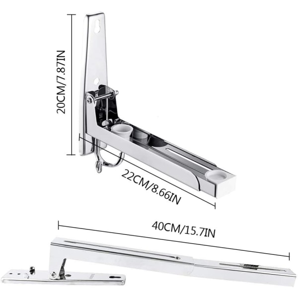 2 st rostfria mikrovågsugnsställningar med krokar väggmonterad hylla för mikrovågsugn