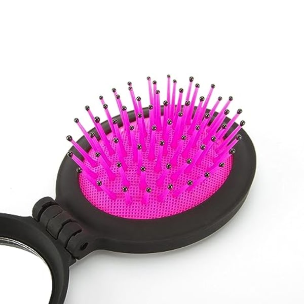 Travel Hair Brush With Mirror Compact Pocket Size, Folding Mirror