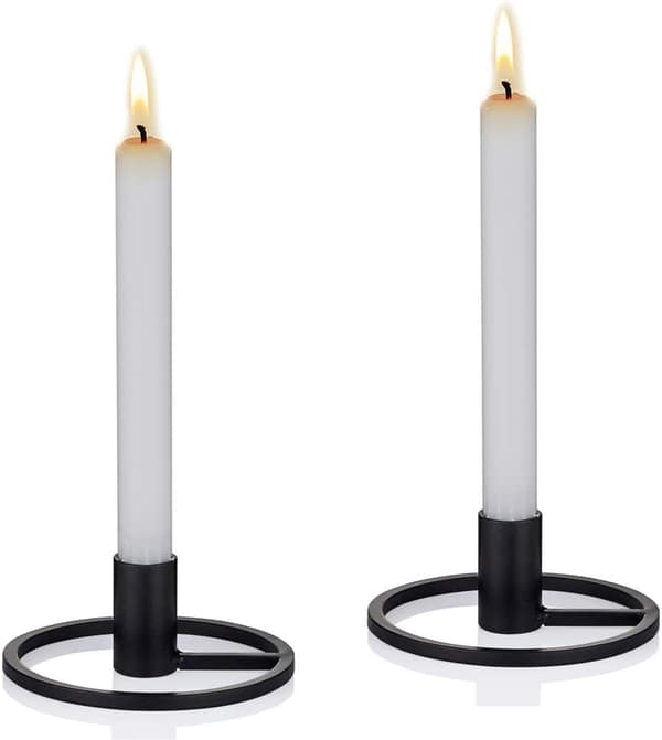 Lysestaker Spiss Lysestaker Sett med 2 Retro Svart Lysestake