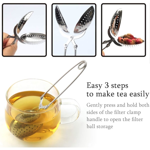 Te-infuser, Te-infuser Ske, Te-si til 1-2 Kopper, Te-infuser, Rustfrit Stål, Sølv (2 stk)