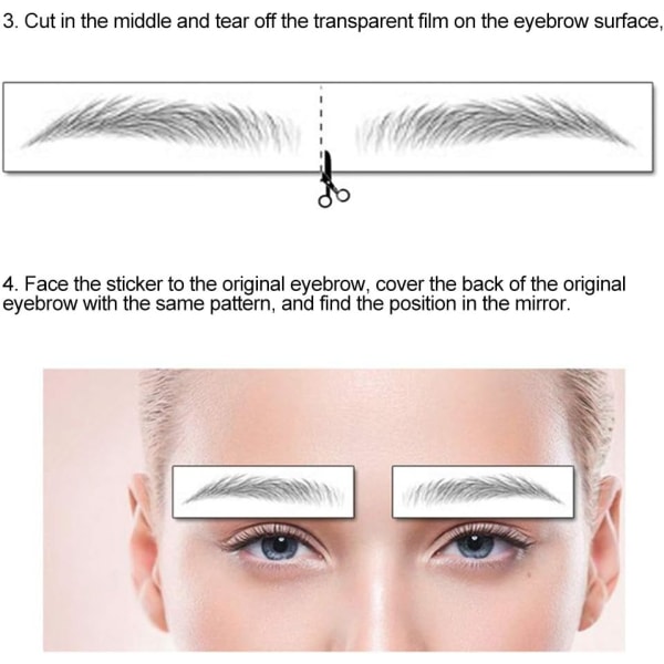 3st 4D hårliknande vattentäta ögonbrynstatueringsdekaler, imitation