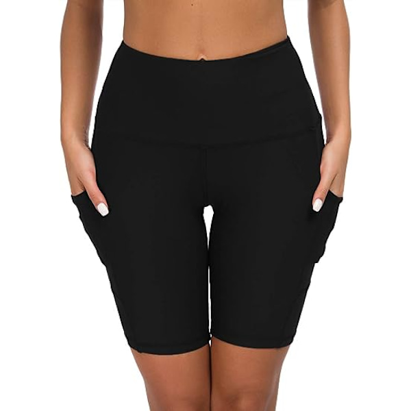 High Waist Out Pocket Yoga Short Tummy Control Workout Running 4