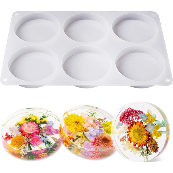 Coaster Resin Molds Silicone, Large 6 Cavity Silicone Molds for Resin, Ext