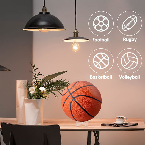 3-delt ballstativ, basketball, fotball, volleyball, rugby, rugby, akryl ballstativ for ballplassering og visning