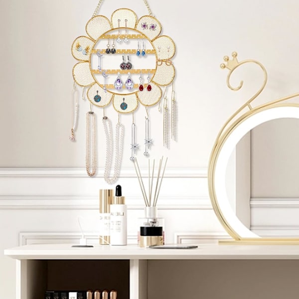 Øreringeholder til Væg, Øreringeholder til Ophæng, Smykkeorganisator til Vægmontering, Hængende Smykkeholder, Metal Vægmonteret Displaystand til Halskæder og Øreringe