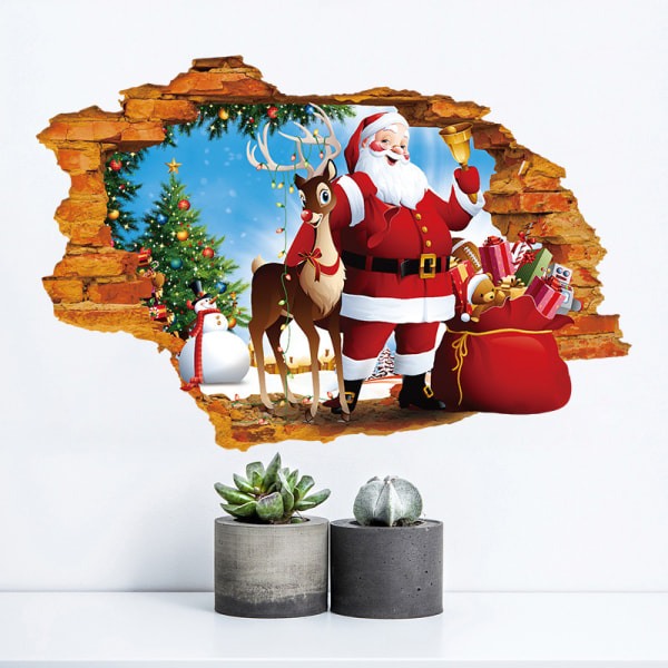 3D Jul Väggdekor Jultomten Vinyl Dekaler Dekaler Avtagbar heminredning