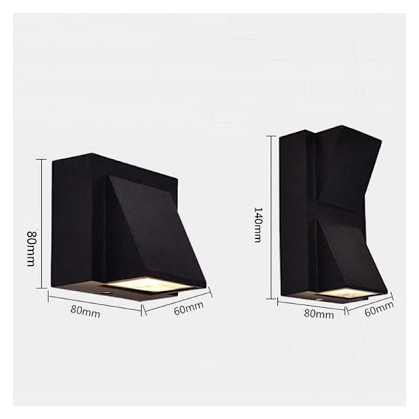 Vegglampe - 1 stk 5W innendørs/utendørs LED-vegglampe, hvit vegglampe 3000K IP