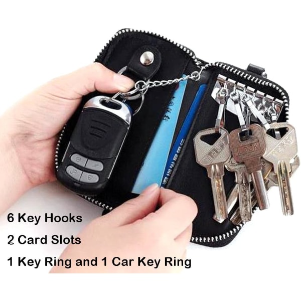 Læder nøgleholderetuier, læder nøgleholder pose med bilnøgle H
