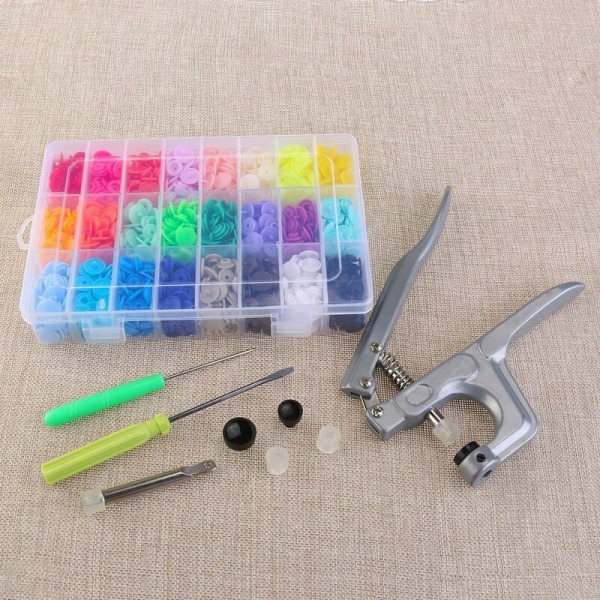 360 stk Resin T5 Trykknapper 24 Farger + Metall Trykknapp Bonton Klips K