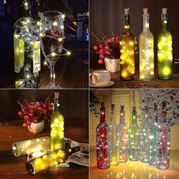 12 stk. flaske lys, kork lys til vinflasker, 2m 20 LED fe lys