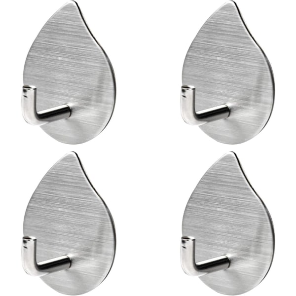 4 Pieces Adhesive Hooks Self Adhesive Wall Hooks Stainless Steel