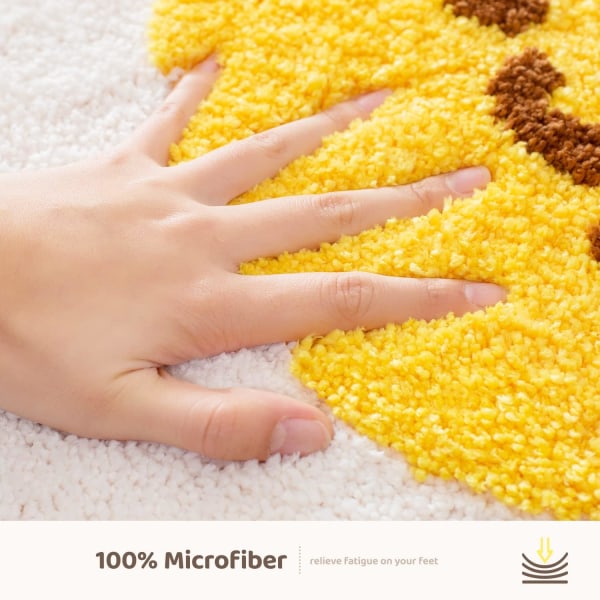 Sklisikker søt baderomsmatte myk dusjmatte plysj mikrofiber absorberende tykk lodden gulvmatte, maskinvaskbar, egg