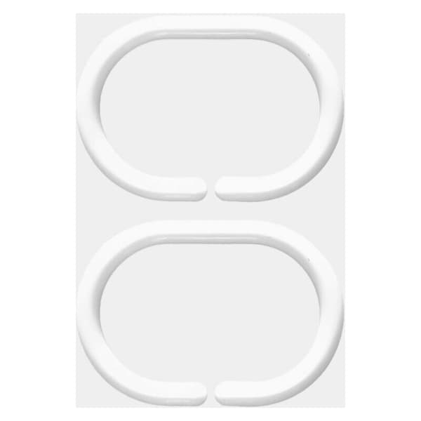 Duschdraperiringar set om 24 - oval, plast, 3 x 4,5 cm, vit