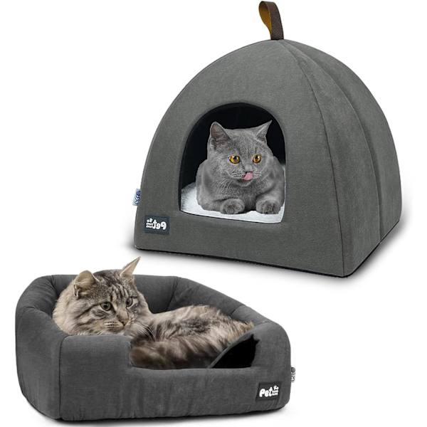 Kattkoja, inomhuskattkoja, fleecetält för husdjur, hopfällbart husdjurshus, för Pu
