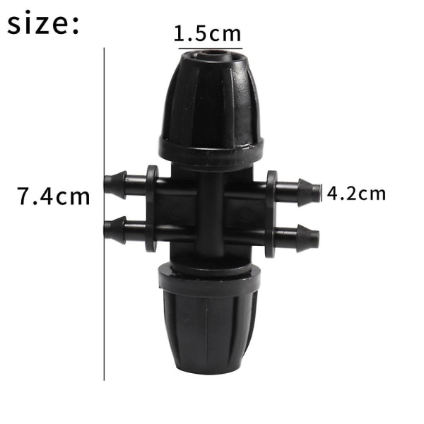 Puutarhan kasteluletkun liitin, piikitetty T-liitin 1/2\" - 1/4\" kasteluun