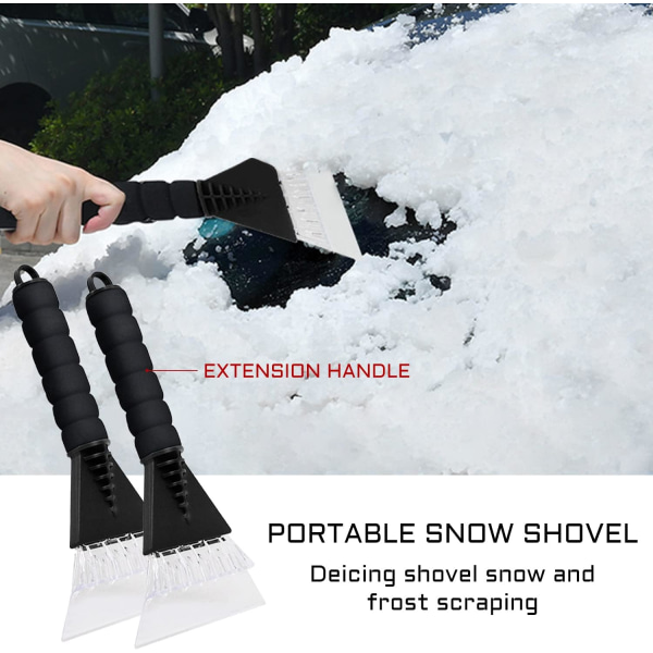 2-pak svart snøskuffe - snø- og frostrisper - kraftig bilskrape