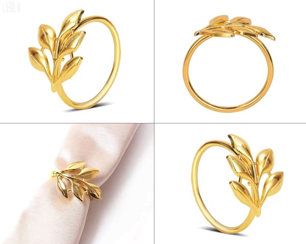 20 stk. Guld Servietringe - Elegant Guld Servietring til Bordservietter - Ferie Servietringe Thanksgiving Tema - Guld Efterår Servietringe til Fødselsdag
