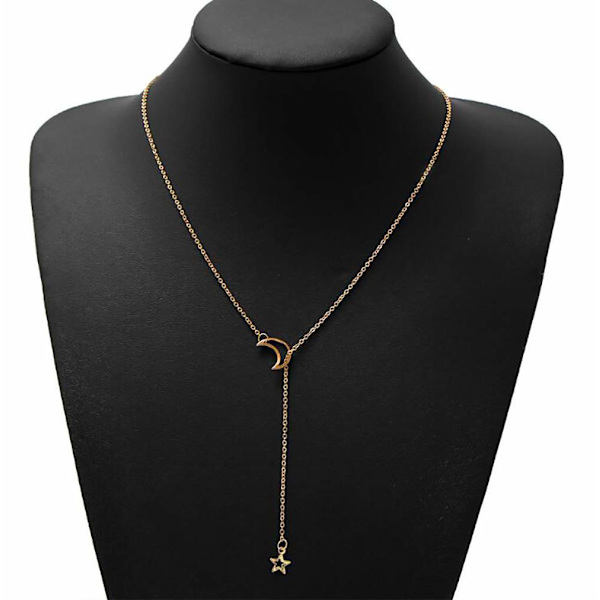 Kvinners Lariat Halskjede Måne og Stjerne Halskjede Gull Choker Halskjede
