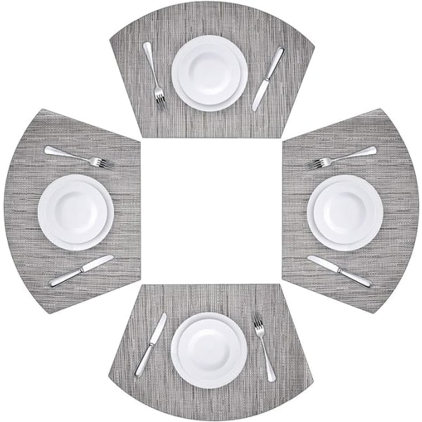 Rundt bord dækkeservietter Sæt med 4 kile dækkeservietter Varmebestandige Rou
