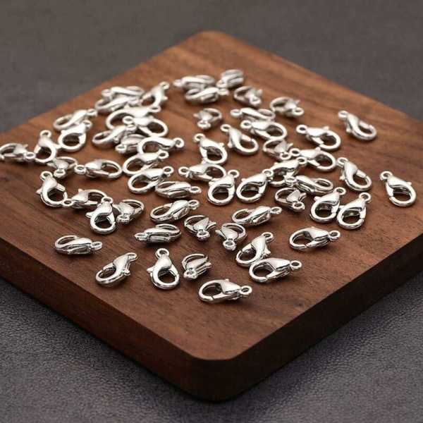100 stycken Silver Lobster Spännen/smyckeslås för smyckestillverkning, hängsmycke och B