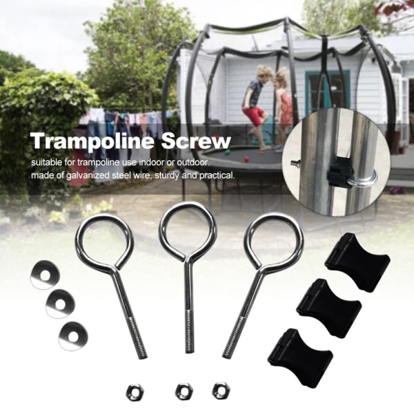12 stk trampolintilbehør, trampolinskruer, skruer til fastgørelse