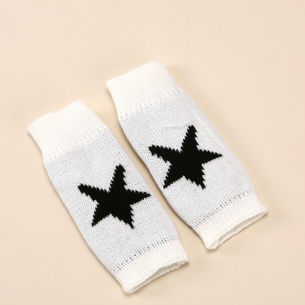 Fingerless Star Printed Knitted Gloves - Wrist Warmers Y2K Mitten