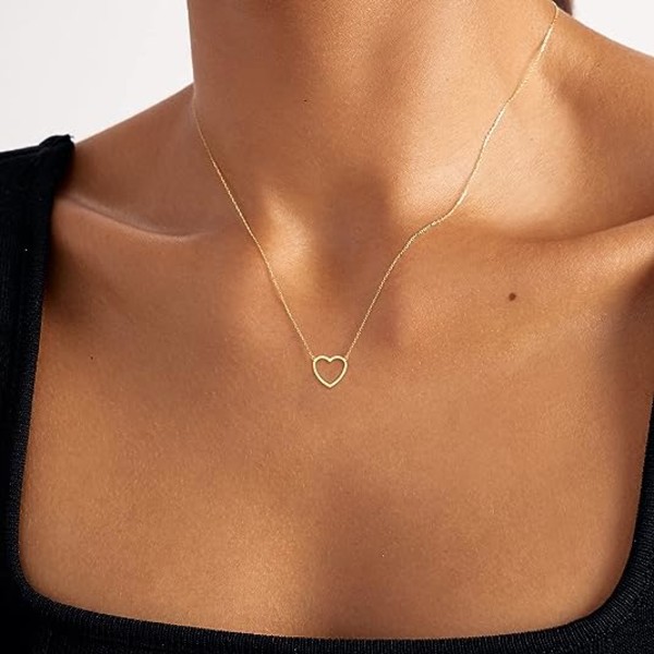 Söpö sydänriipus, pieni 14k kulta sydänriipus choker-kaulakorut