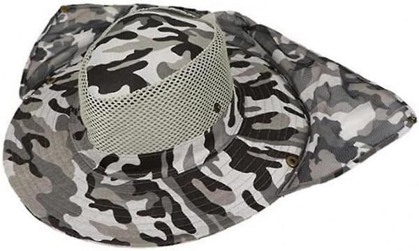 Fiskehat med nakkeflap bred skygge foldbar sommerhat