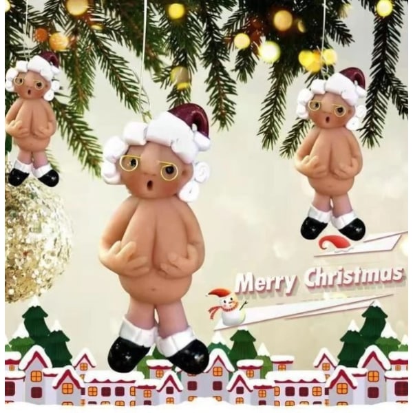 2 st julgransprydnader naken stygg harts jultomten julhänge dekor