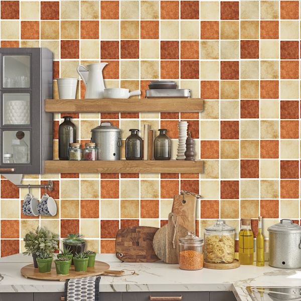 Frostad membran kaffefärgad kakelmosaik kakeldekal DIY-dekor