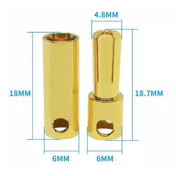 10 Par 5,0 mm 5,0 mm Guldförgyllda Bananpluggar Han- och Honkontakt för RC Lipo ESC Motor