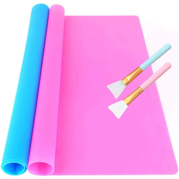 Silikon Epoxy Resin Matte 2 stk Store Non-stick Silikon Plasser Med Børster Silikon Resin Ark 30*40cm