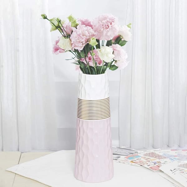 28 cm hvit keramikk rosegull blomstervase, dekorative vaser