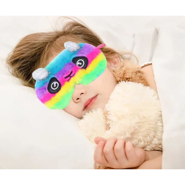 2-pack söta djur sovmask för flickor söta tecknade panda katt mjuk plysch ögonbindel sovmasker ögonlock för kvinnor flickor resor tupplur natt sova