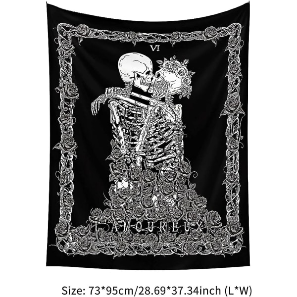 Skull Wall Tapestry Kissing Lovers Tapestry Wall Hanging Black Ta