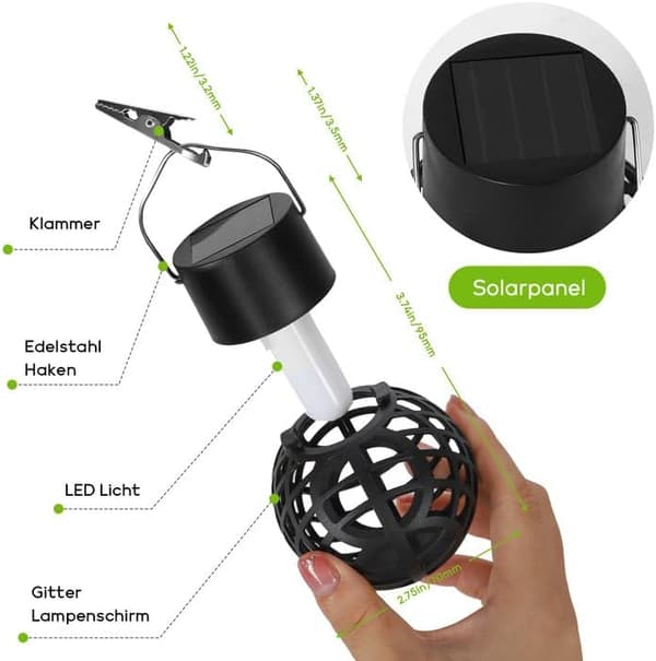 8-pack solcellslampor för utomhusbruk, 6 LED, vattentäta, IP65, varmvita