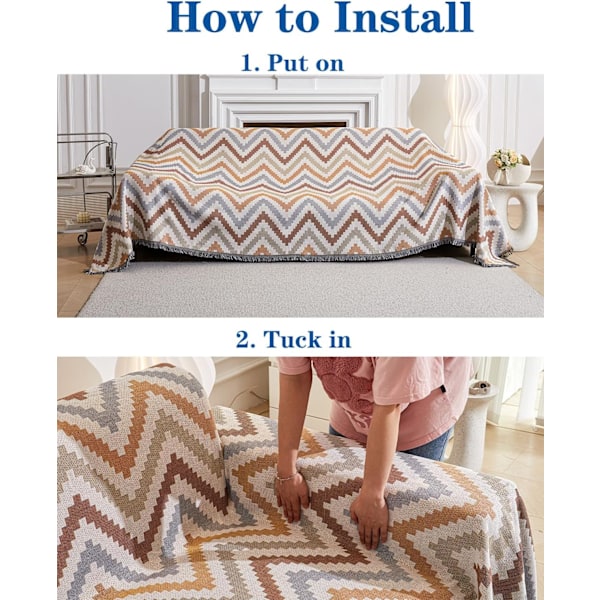 Jianju Wave Pattern Heart Sea Pattern Sofa Blanket Vardagsrum soffbord soffbord filt Geometrisk Splicing Pattern Mjuk inredning, 130*180