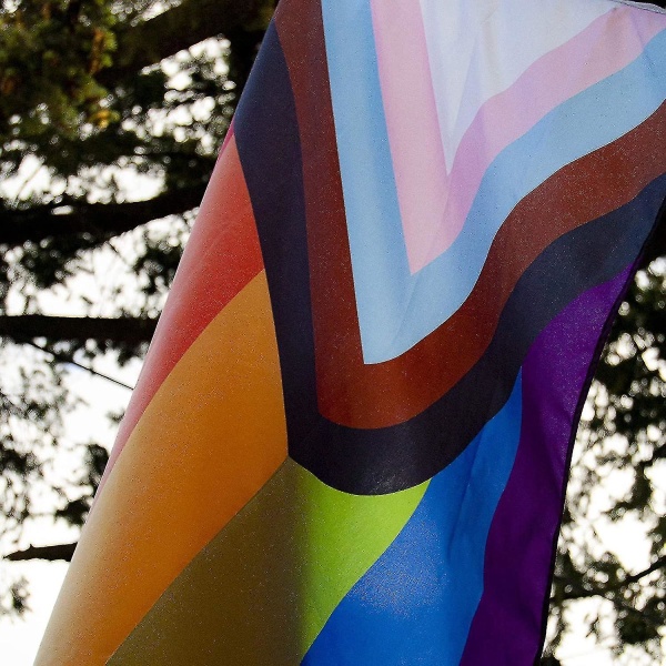 Progress Pride-flagg, regnbue i levende farger