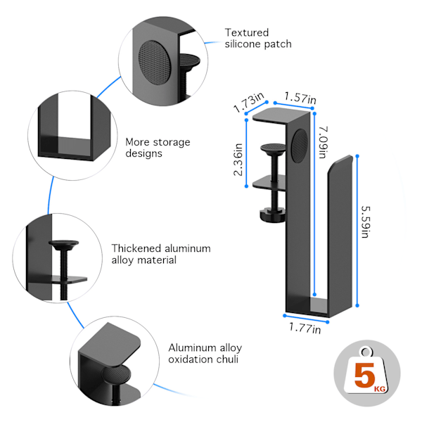 Justerbart Laptop Side Mount Stativ, Metal Hængende Skrivebordsholder til Notebooks, Ingen Boreklemme til Dokumenter