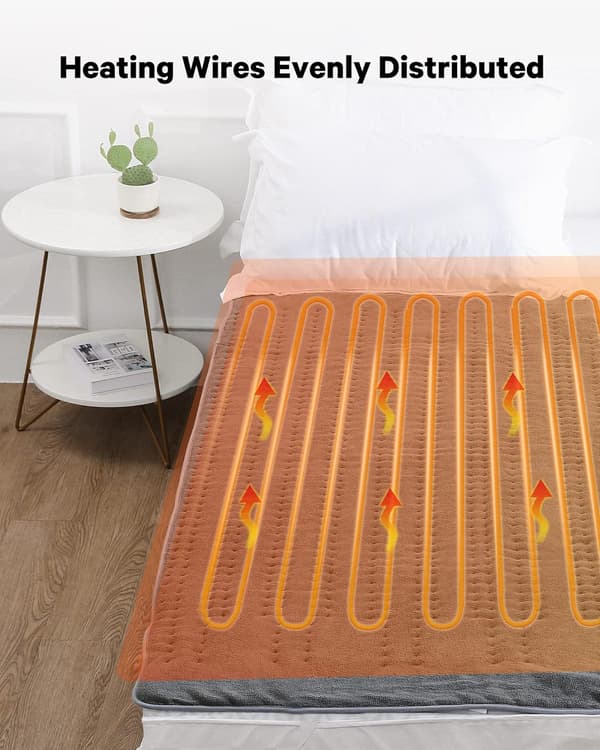 Elektrisk värmefilt 30x60cm grå med 6 temperaturinställningar, A