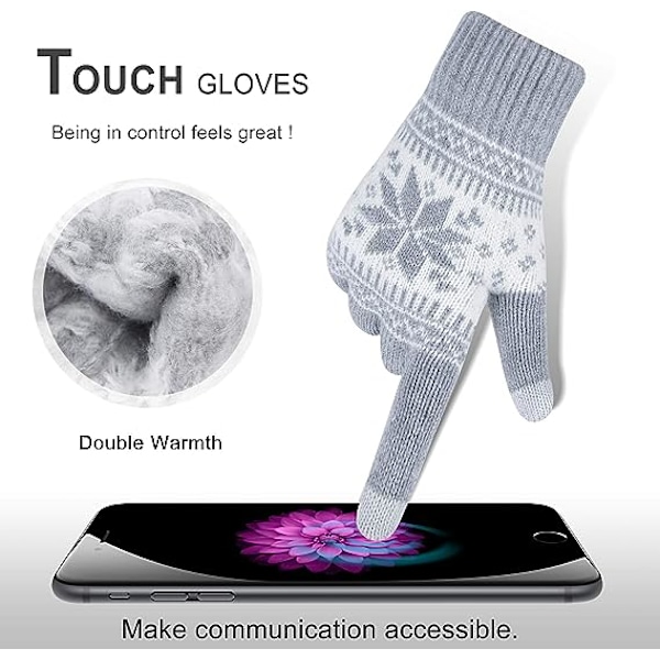 Vinter Touch Screen Handsker  Sne Blomster Tryk Hold Varme til Wo