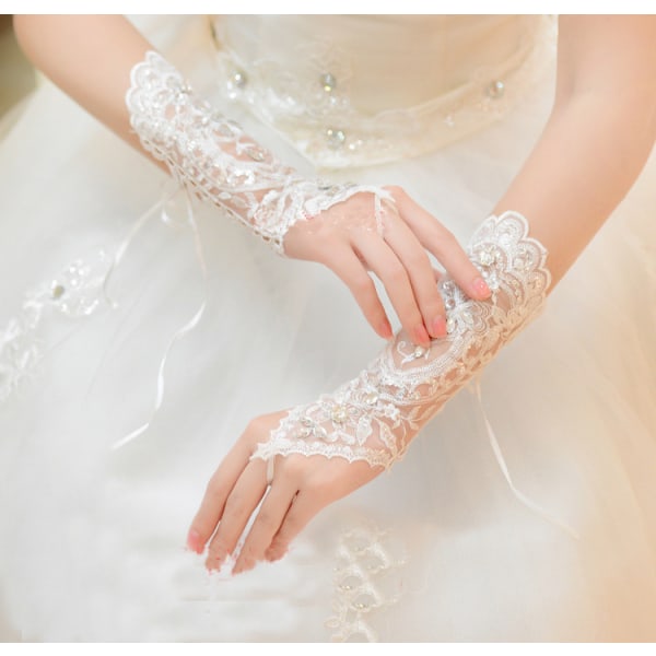 Ivory Rhinestone Fingerless Gloves for Brides Accessory Wedding P