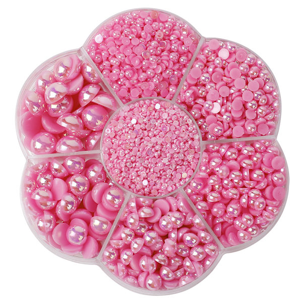 2800 stk 1 eske 7 størrelser runde flatback halvperler perle perle rosa