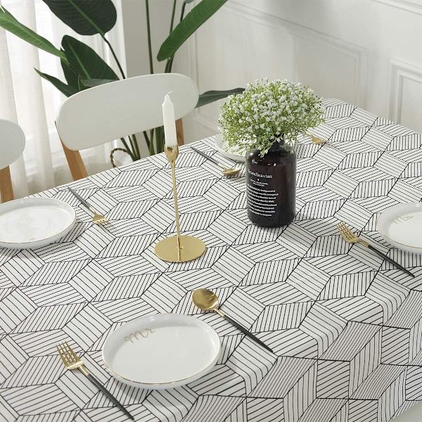 Rektangulær Dug Geometrisk Stil Bomuldslinned Dug Dus