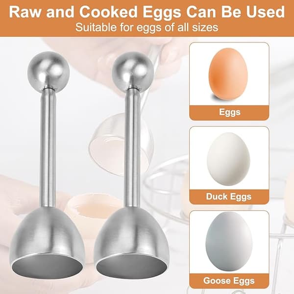 Pakke Rustfritt Stål Eggåpner, Eggkutter Eggverktøy Eggeskallfjerner, Eggåpner Kokt Eggkutter Kjøkkenverktøy, for Å Åpne Rå og Kokte Eggeskall