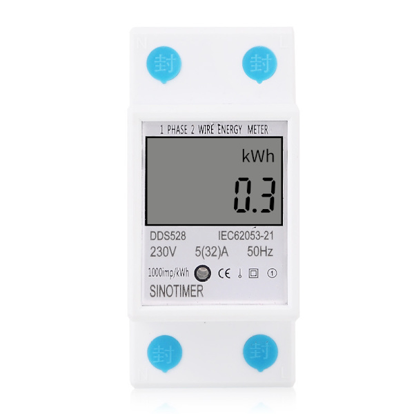 DDS528 multifunktionell intelligent digital displayeffekt 230V enfas skena elektronisk wattimme mätare