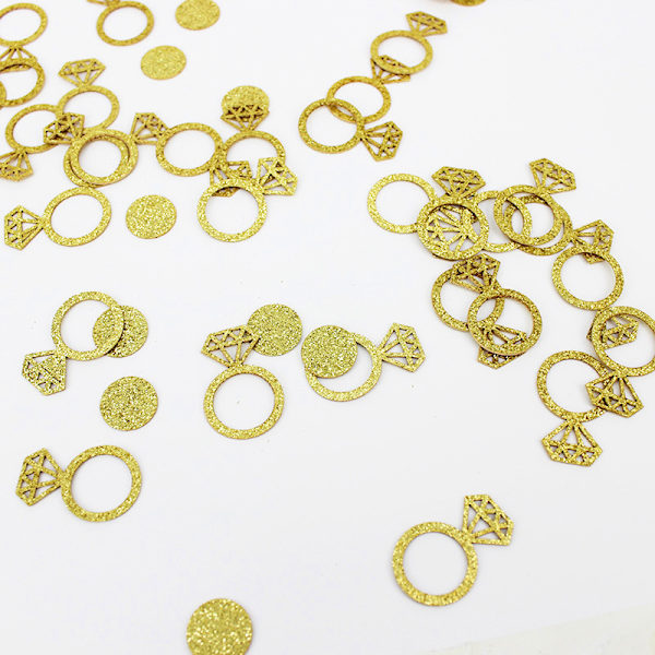 Guld bryllup bordkonfetti, I Do forlovelsesfest bordspredning,