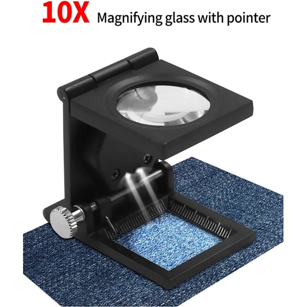 10x Metal Foldbar Desktop Lup med LED-lys til Tekstil Optisk Linse