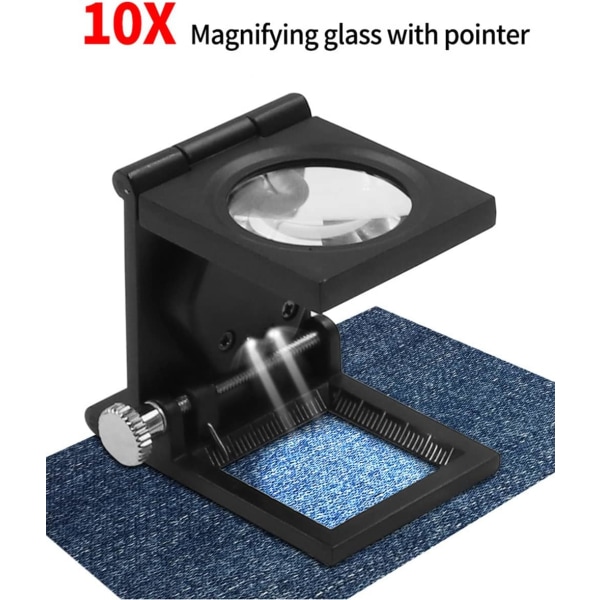 10x Metal Folding Desktop Magnifier with LED Light for Textile Op